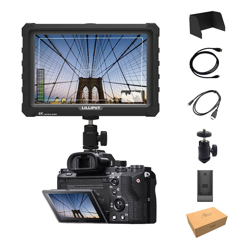 LILLIPUT A7S 7" 1920x1200 IPS Screen Camera Field Monitor 4K HDMI Input Output Video for DSLR Mirrorless Camera Sony A7S II A6500 Panasonic GH5 Canon 5D Mark IV DJI Ronin M Black VIVITEQ Exclusively - Image 1